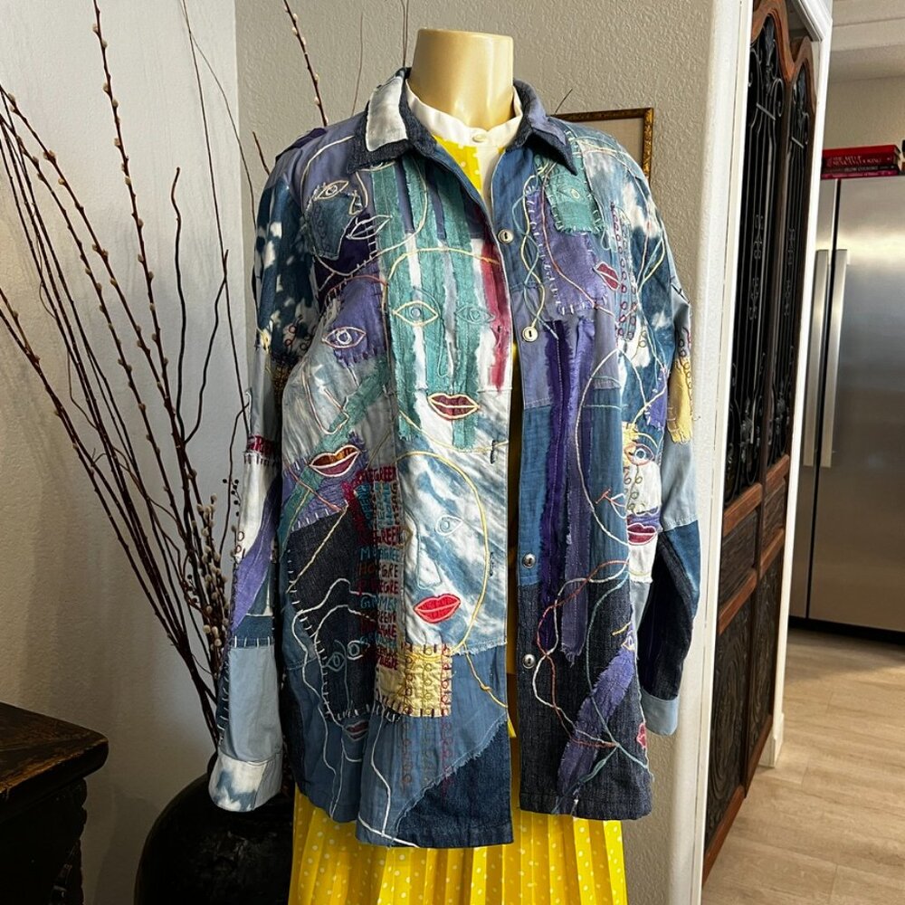 CANDY STARKMAN Art Asembled Long Sleeved Denim Shirt / Lightweight Jacket - Picture 6 of 7